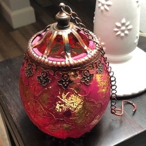 ❤️ Red Hanging Tealight Glass Lantern